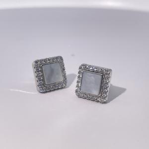 Tianyu Gems Women's Luxury Classic <b>Stud</b> <b>Earrings</b> Gold-Plated Brass with White <b>Emerald</b>-Cut Cubic Zirconia Trendy - Product Image 5