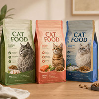 Sacs d'emballage personnalisés pour aliments pour chiens et chats, pochettes à fond plat en aluminium avec fermeture éclair, qualité alimentaire, refermables, pour friandises pour animaux de compagnie