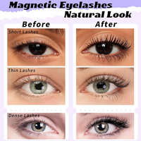 2 paires de cils magnétiques de haute qualité, sans colle, bande de fil de coton, faux cils magnétiques de style naturel.