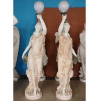 Lampe de Décoration de Jardin Sculptée à la Main Personnalisée de Grande Taille Sculpture Statue de Dame en Marbre