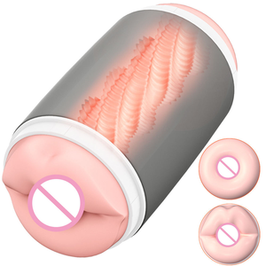 Doppelendiger Masturbator für Männer, Flugzeug-Cup, Oralsex- und Analsex-Kanal, umgekehrter Penistrainer, Sexspielzeug für Erwachsene - Product Image 1