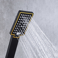 SANIPRO haute qualité robinet de baignoire eau chaude froide mitigeur système robinet mural carré salle de bain noir or ensemble de douche