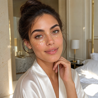 Immetee 8 autocollants dorés scintillants pour le maquillage, tatouages éphémères métalliques effet taches de rousseur, autocollants visage à paillettes, marque privée OEM