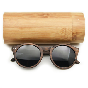 Du <span class=keywords><strong>Mu</strong></span>-gafas de sol de madera, lentes polarizadas UV400 con funda de bambú, redondas, a la moda, nuevas - Product Image 1