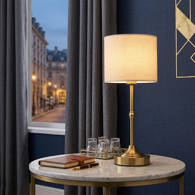 Retro Style Light Luxury Bedside Lamp for Hotel Home Office Quiet Luxury Pleated Shade Cordless Rechargeable Table Lamp