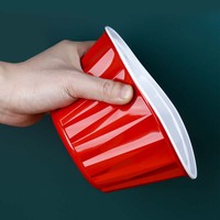 Bol en plastique jetable de calibre 180, rouge et blanc bicolore, rond, 700/900/1050 ml, pour emballage de repas chauds à emporter
