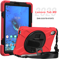 Fabrika fiyat Tablet kılıfı Lenovo Tab M8 için 8 inç 2020 TB-8705F 8705N 360 dönen Kickstand ve el kayışı omuz askısı ile