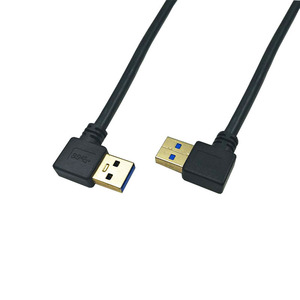 Lung Kay Right Angle <b>Usb</b> 3.0 Male To Male Data <b>Cable</b> Black Copper Wire Fast <b>Charging</b> For Pc Tv - Product Image 5