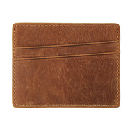 Dompet Kartu Kulit Asli Vintage Grosir Dompet Koin Kulit Sapi dengan Banyak Slot Kartu RFID Anti-pencurian Dompet Mini Portabel