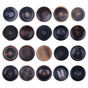 Genuine Cow Horn Buttons Round 2 Hole 4 Hole Natural Pattern For Clothing Coats Shirts Eco Friendly - Product Image 1