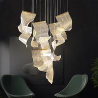 Zhangshan personnalisé acrylique long plafond pendentif escalier rotatif grand salon lumière led lustres et suspensions