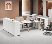 Station de travail exécutive moderne pour 2 personnes, ventilateur de refroidissement E1, support CPU, verrouillage par mot de passe, bord en PVC biseauté, pied en acier de 1,5 mm réglable
