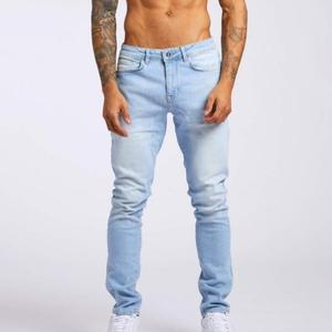 Classic Men's Spring and Autumn Jeans Business Casual Stretch Slim Denim <strong>Trousers</strong> <strong>Light</strong> Blue Black <strong>Trousers</strong> - Product Image 2