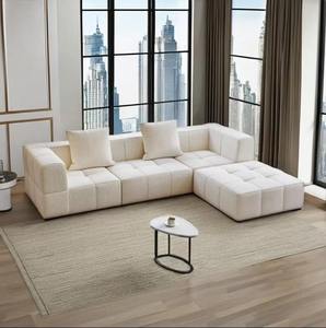 Canapé sectionnel en forme de U en bois et tissu de style européen moderne pour salon, appartement, hôtel, villa - Product Image 1