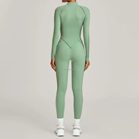 Combinaison de yoga unie pour femme, hiver, avec fermeture éclair sur le devant, extensible dans les quatre sens, légère, taille haute, pour le sport