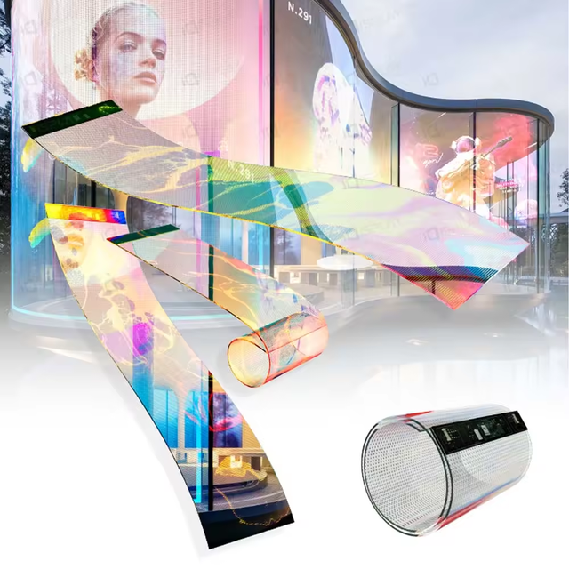 Versatile P4 P6 P8 Full Color LED Digital Poster Highly Flexible Film Screen for Elevator Retail Stores Education Public Use