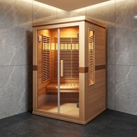 Sauna à domicile pour 1 à 2 personnes en bois de pruche, sauna traditionnel infrarouge à vapeur sèche pour usage intérieur