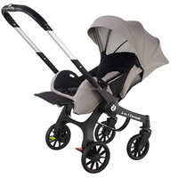 Poussette de luxe 4 en 1 pour bébé, cadre en acier et en acier inoxydable personnalisé OEM, système de voyage durable, poussette pour bébé, chariot pour bébé