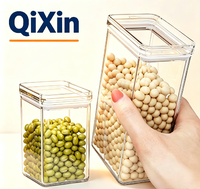 Contenants de stockage alimentaire en plastique de qualité alimentaire, hermétiques, résistants à l'humidité, hautement transparents, économiseurs d'espace, empilables pour céréales, pâtes, haricots