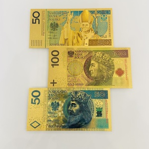 Billets de banque polonais de 50, 100, 200, 500 dollars PLN, personnalisés avec feuille d'or, billet de banque POPE JOHN PAUL en or pour collection - Product Image 5