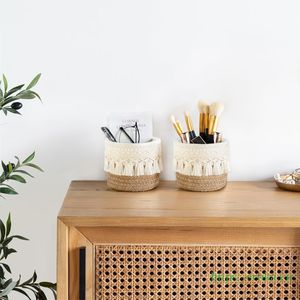 Cotton Rope Basket Makeup Brush Holder Organizer <b>Mini</b> <b>Storage</b> Basket Boho Decor for Pen Pencil <b>Box</b> Container - Product Image 1