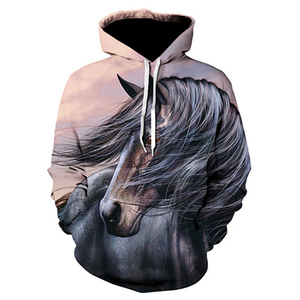 Sweat-shirt à capuche pour homme, motif Animal 3D, impression cheval, personnalisé, bloc de couleurs, décontracté, haute qualité, 2023 - Product Image 6