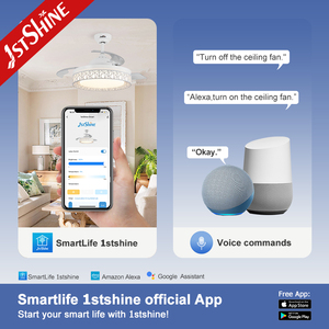 1stshine Ventilador de techo Calidad superior 42 "Cuchillas transparentes ocultas Función WIFI Iluminación Luz de ventilador de techo invisible - Product Image 6