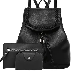 Promotion Frauen 3 Stück Rucksack Tasche Set trend ige Damen benutzer definierte Leder Rucksäcke