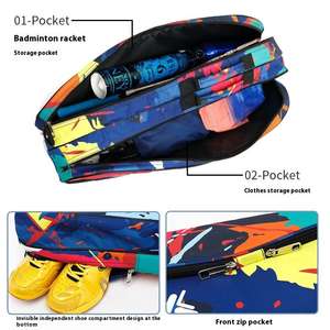 Bolsa Deportiva Impermeable Personalizada de Lona para Raquetas con Compartimento para Pickleball, Bádminton y Tenis, Mochila con Compartimento para Zapatos - Product Image 4