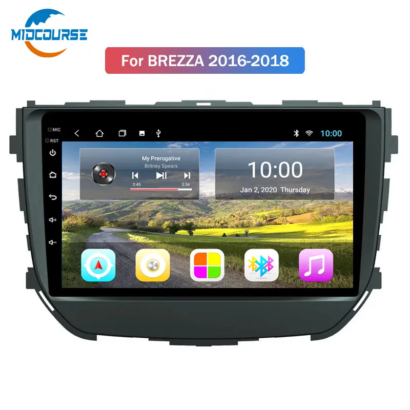 GPS มัลติมีเดียสำหรับรถยนต์,2G RAM Android 10วิทยุสเตอริโอสำหรับ Maruti Suzuki Vitara Brezza ระบบนำทางวิดีโอในรถยนต์2016-2018 (716a2bfd)