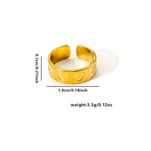 Proveedor de joyería, anillo de corazón de flor geométrica de acero inoxidable, anillo chapado en oro ajustable Popular personalizado para mujer - Product Image 5