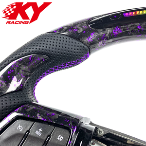 Volante deportivo LED RPM de fibra de carbono forjada en color púrpura personalizado, adecuado para Cadillac ATS ATS-V CTS CTS-V XTS XT6 CT6 - Product Image 2