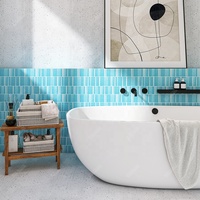 MM Mosaic Cuisine Dosseret Salle de bain Bar Mur 12x92mm Stackbond Bleu Porcelaine émaillée Céramique Bande Doigt Mosaïque Kit Kat Tiles