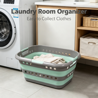 Panier à linge pliable en plastique, panier de rangement pliable avec poignée, organisateur de vêtements multifonctionnel pour la maison