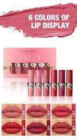 Coffret cadeau de 6 rouges à lèvres crémeux mats en velours HANDAIYAN, tons nus chauds variés, décoration rose argentée, longue tenue