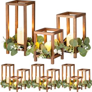 Hölzerne Hochzeits laterne Herzstück Dekoration Bauernhaus Laterne Kerzenhalter für Tisch hochzeits feier Baby party - Product Image 1