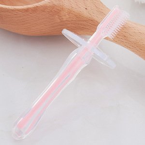 Brosse à dents pour bébé, poils en silicone souple, pour nourrissons et tout-petits de 0 à 3 ans, usage domestique, rose, bleu, jaune - Product Image 5