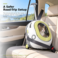Sac à dos de transport pour animaux de compagnie avec roulettes, chariot de voyage pour chat et chien avec ventilateur, lumière nocturne et fenêtre transparente jusqu'à 8 kg Pawglobe