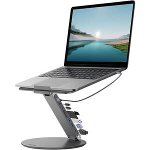 Supporto per Laptop Justerbart con Hub USB-C 8-in-1 in Lega di Alluminio, Capacità di Carico 10kg KU 1401 - Product Image 1