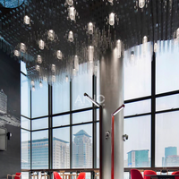 Lustre en verre suspendu ANNO Luxury Villa Branch, lumière LED en verre personnalisée pour hall d'escalier