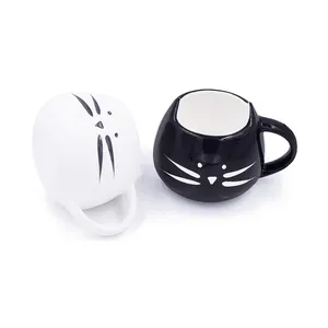 Ensemble de tasse à café 3D pour amoureux de chat, tasse à thé, en céramique, pour les femmes et les filles, idéal comme cadeau