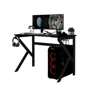 Bureau de jeu en bois d'ingénierie noir, 35,4 po x 23,6 po x 29,5 po, en forme de Z, pour bureau à domicile - Product Image 1