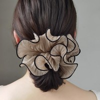 Accessoires pour cheveux : Élastique à cheveux en dentelle ondulée floquée, style 'gros intestin', motif forêt