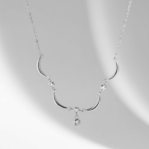 Collar de Cadena con Eslabones de Luna Creciente para Mujer, Chapado en Oro de 18K, Acero Inoxidable, con Colgante de Zirconia para Fiesta - Product Image 3