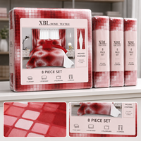 En stock : Ensemble de literie imprimé 8 pièces pour lit Queen/King, avec draps, rideaux et taies d'oreiller assortis