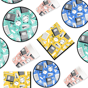 DAMAI Geometric Theme Disposable Dessert Dinner <b>Paper</b> Plates Cups Napkin Back to School Tableware Set for Party Supplies - Product Image 4