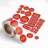 Autocollants personnalisés pour boîtes à pizza, étiquettes adhésives en vinyle imperméables et résistantes aux rayures pour l'emballage alimentaire à emporter