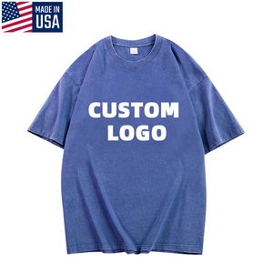 Made USA T-shirt à col roulé tricoté de coupe régulière pour homme 230 grammes Polyester/coton Logo personnalisable Drop - Product Image 1