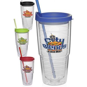 Promotional 24oz Plastic Double Wall Drinking Water Tumbler with Slide <b>Lid</b> Water Bottle with <b>Straw</b> - Product Image 1