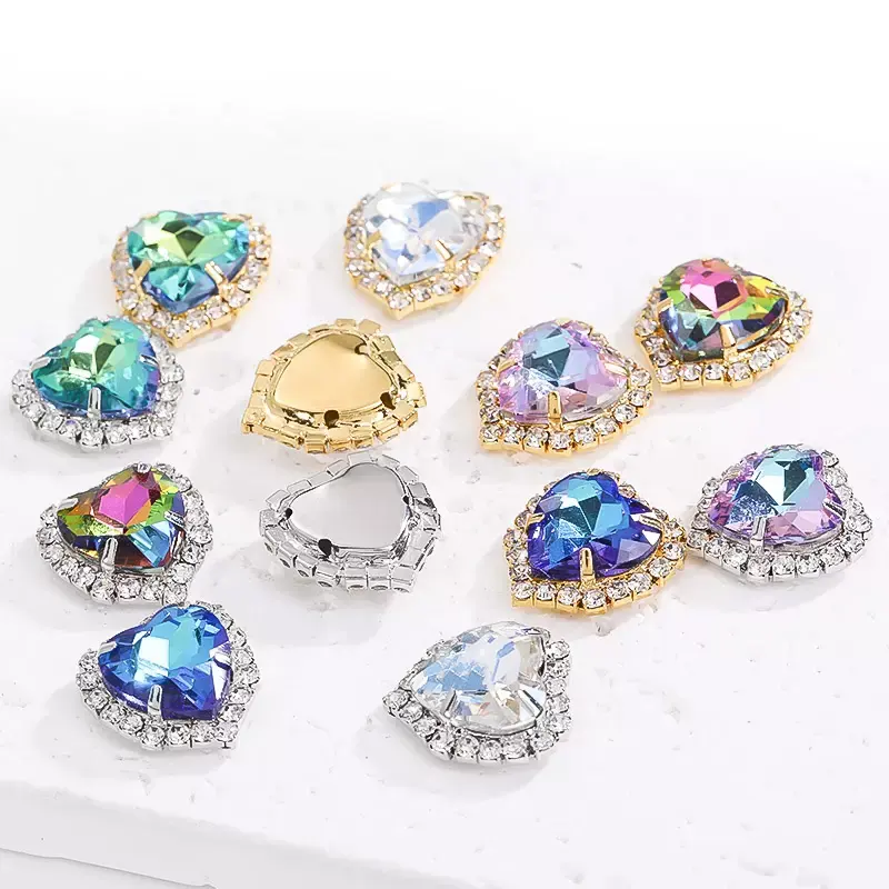 Xichuan Top sell pietre di cristallo a forma di cuore forniture per cucire Flatback strass per abbigliamento fai da te forniture per unghie fai da te